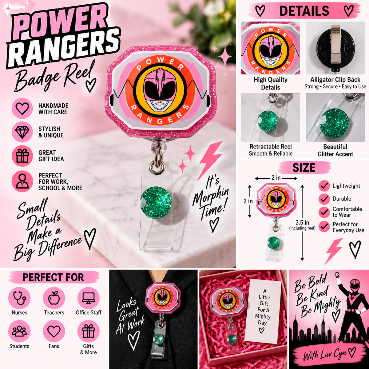 Pink Ranger Retro 90’s Badge Reel