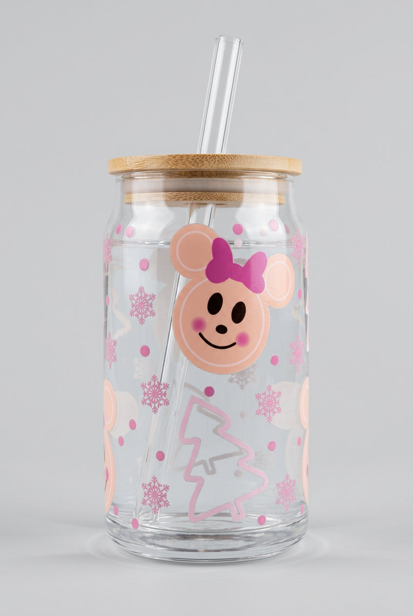 Pink Holiday Glass Tumbler