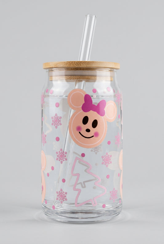 Pink Holiday Glass Tumbler