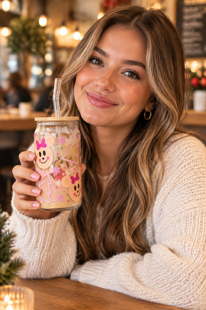 Pink Holiday Glass Tumbler