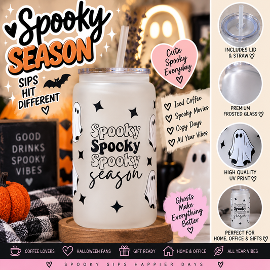 Spooky Season Glass Frosted Cup 16 oz