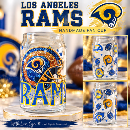 💙💛 Los Angeles Rams Glitter Fan Cup | Handmade Football Drinkware | Rams Fan Gift