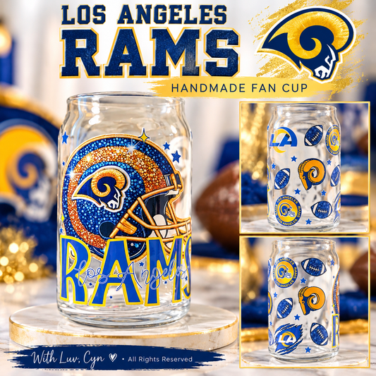 💙💛 Los Angeles Rams Glitter Fan Cup | Handmade Football Drinkware | Rams Fan Gift