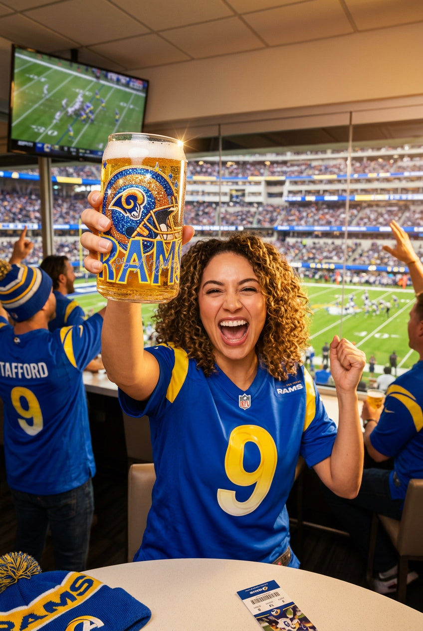 💙💛 Los Angeles Rams Glitter Fan Cup | Handmade Football Drinkware | Rams Fan Gift