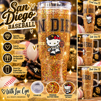 ⚾✨ San Diego Baseball Glitter Tumbler ✨40 oz