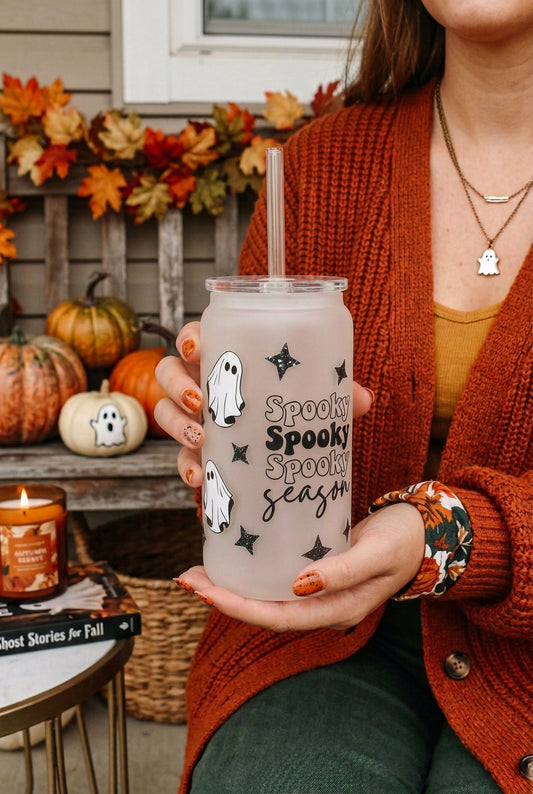 Spooky Season Glass Frosted Cup 16 oz