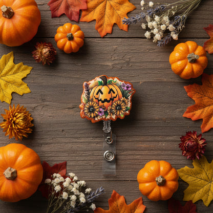 Cute Sunflower Pumpkin Badge Reel