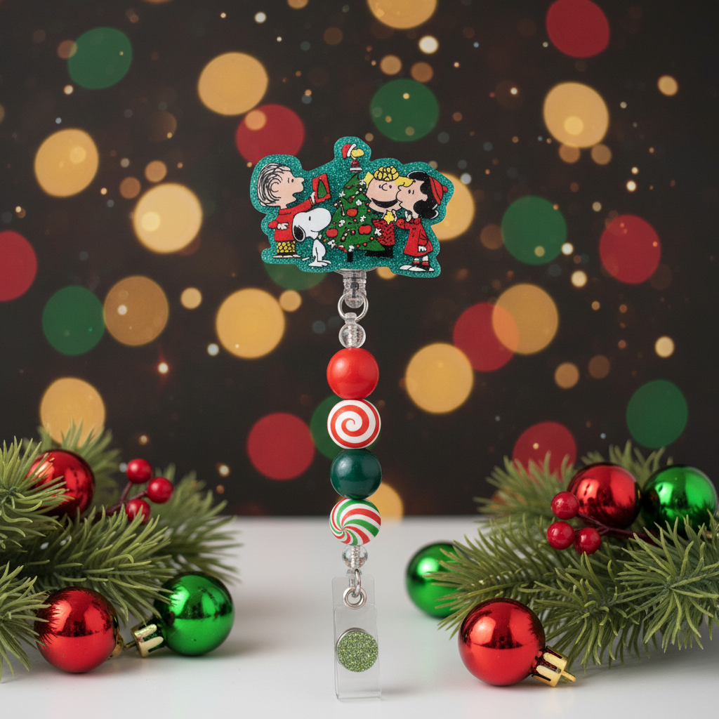 Peanuts Christmas Badge Reel - Styled
